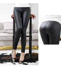 Load image into Gallery viewer, Everbellus High Waist Leather Leggings for Women Black Light&amp;Matt Thin&amp;Thick Femme Fitness PU Leggings Sexy Push Up Slim Pants