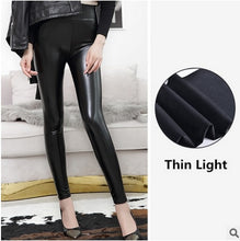 Load image into Gallery viewer, Everbellus High Waist Leather Leggings for Women Black Light&amp;Matt Thin&amp;Thick Femme Fitness PU Leggings Sexy Push Up Slim Pants